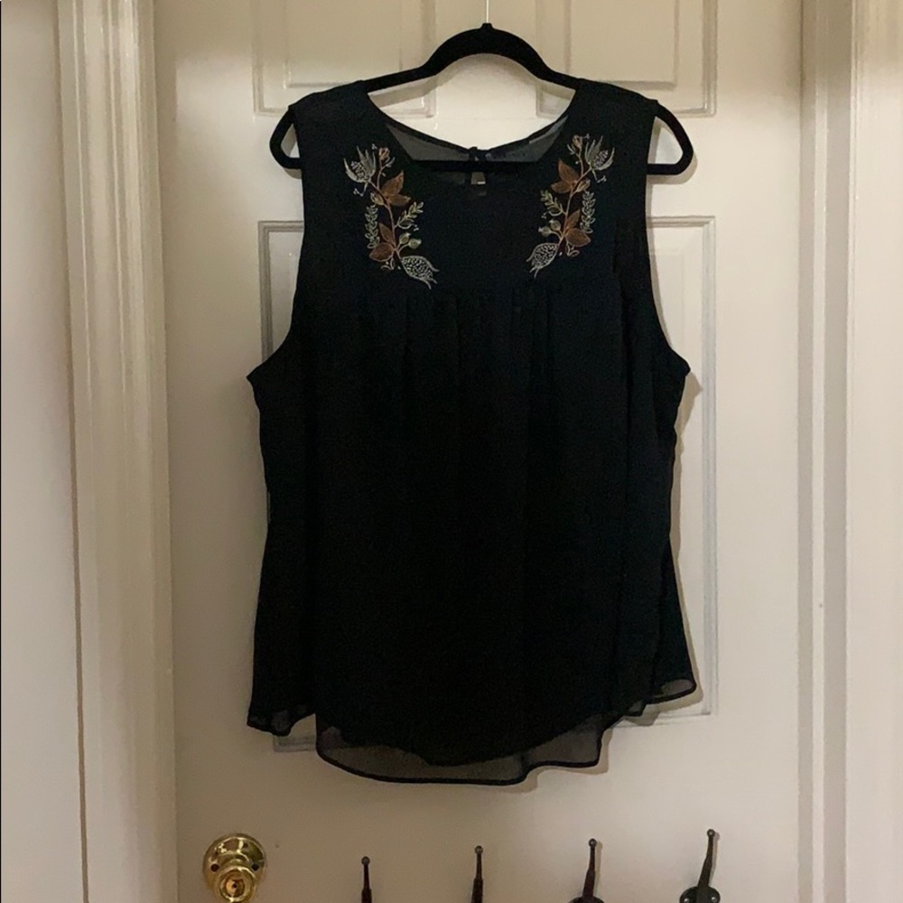 Ava & Viv Black Decorated Tank 2x NWT